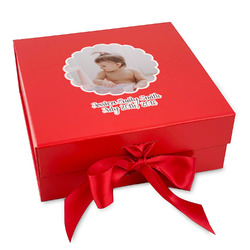 Baby Girl Photo Gift Box with Magnetic Lid - Red