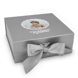 Baby Girl Photo Gift Box with Magnetic Lid - Silver