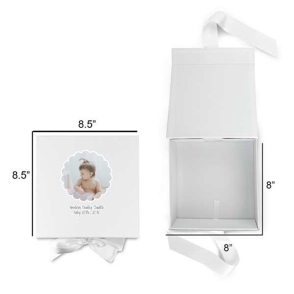 Baby Girl Photo Gift Boxes with Magnetic Lid - White - Open & Closed