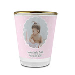 Baby Girl Photo Glass Shot Glass - 1.5 oz - with Gold Rim - Set of 4