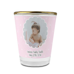 Baby Girl Photo Glass Shot Glass - 1.5 oz - with Gold Rim - Set of 4