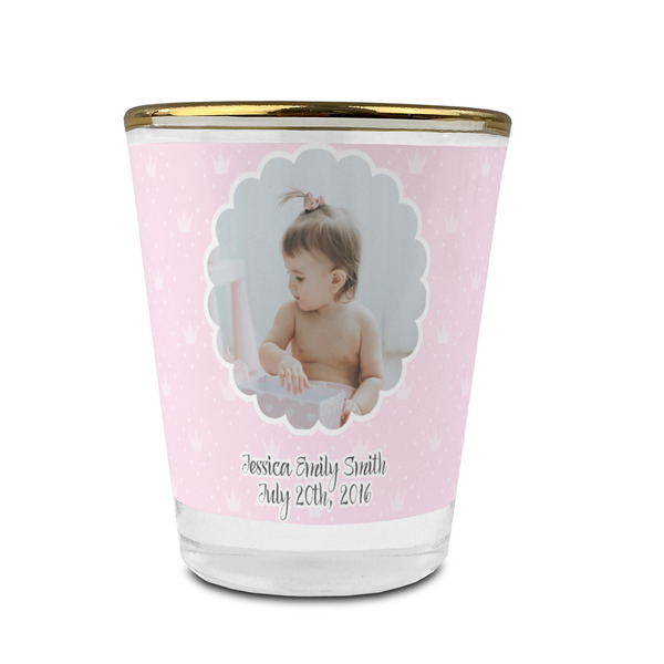 Custom Baby Girl Photo Glass Shot Glass - 1.5 oz - with Gold Rim - Set of 4