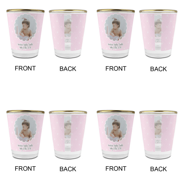 Baby Girl Photo Glass Shot Glass - with gold rim - Set of 4 - APPROVAL
