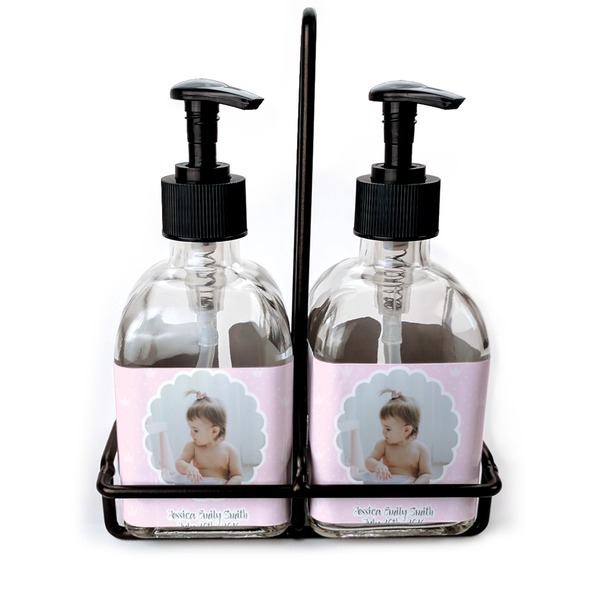 Custom Baby Girl Photo Glass Soap & Lotion Bottle Set