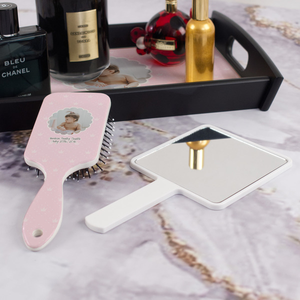 Baby Girl Photo Hair Brush - With Hand Mirror