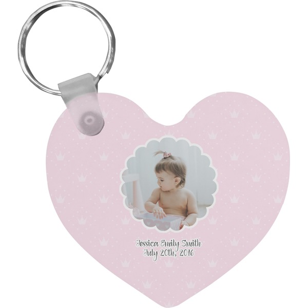 Custom Baby Girl Photo Heart Plastic Keychain