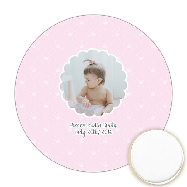 Custom Baby Girl Photo Printed Cookie Topper - Round