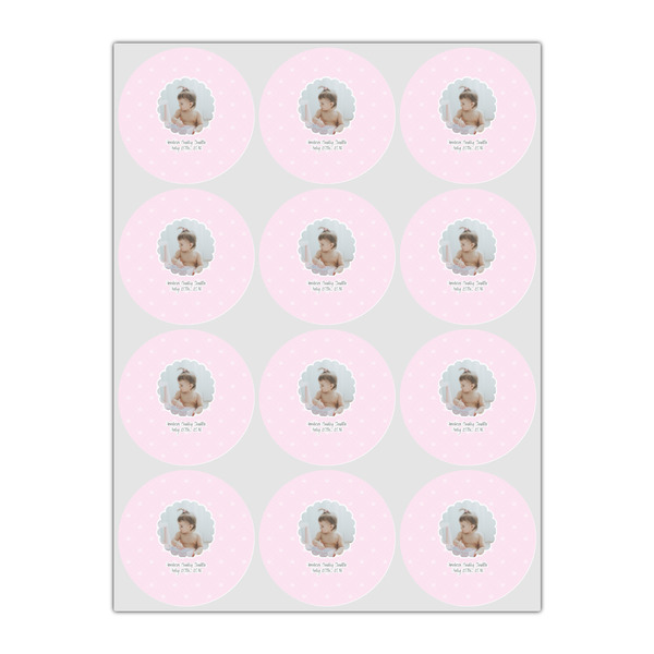 Baby Girl Photo Icing Circle - Small - Set of 12