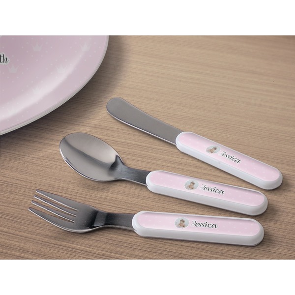 Baby Girl Photo Kids Flatware w/ Plate
