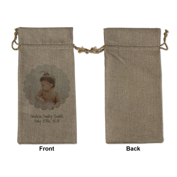 Baby Girl Photo Large Burlap Gift Bags - Front Approval