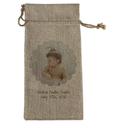 Baby Girl Photo Large Burlap Gift Bag - Front