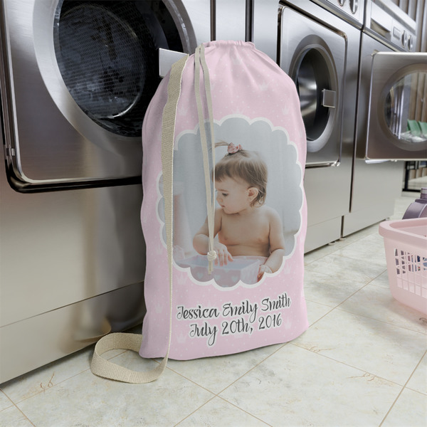Baby Girl Photo Large Laundry Bag - In Context