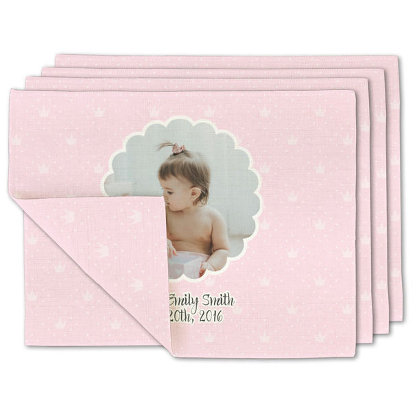 Custom Baby Girl Photo Double-Sided Linen Placemat - Set of 4