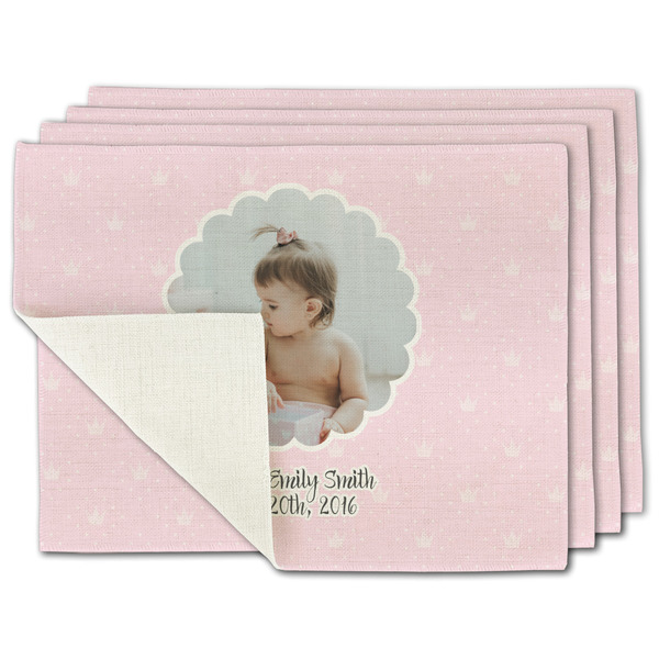 Custom Baby Girl Photo Single-Sided Linen Placemat - Set of 4
