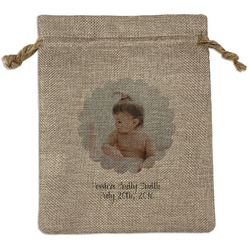 Baby Girl Photo Medium Burlap Gift Bag - Front