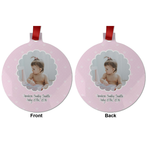 Baby Girl Photo Metal Ball Ornament - Front and Back