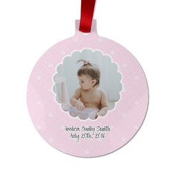 Baby Girl Photo Metal Ball Ornament - Double Sided