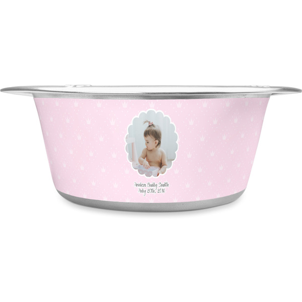 Custom Baby Girl Photo Stainless Steel Dog Bowl - Medium