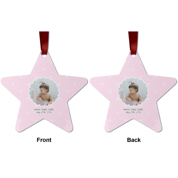 Baby Girl Photo Metal Star Ornament - Front and Back