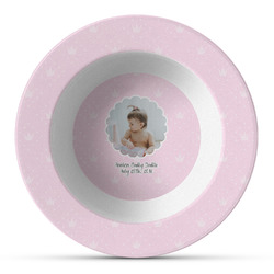 Baby Girl Photo Plastic Bowl - Microwave Safe - Composite Polymer (Personalized)