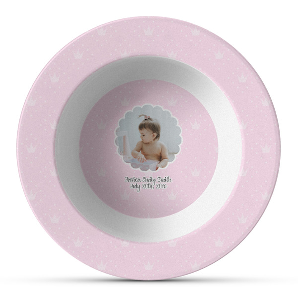 Custom Baby Girl Photo Plastic Bowl - Microwave Safe - Composite Polymer (Personalized)