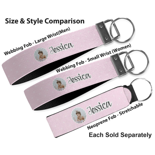 Baby Girl Photo Multiple Key Ring comparison sizes