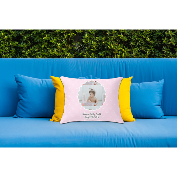 Baby Girl Photo Outdoor Throw Pillow  - LIFESTYLE (Rectangular - 20x14)