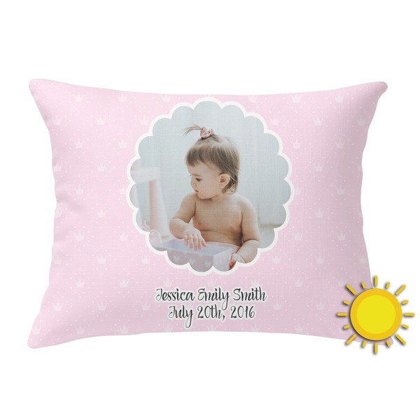 Custom Baby Girl Photo Outdoor Throw Pillow (Rectangular) (Personalized)