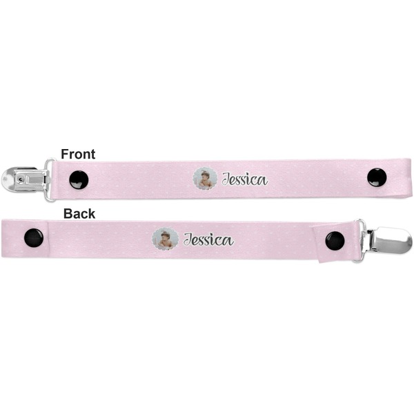 Baby Girl Photo Pacifier Clip - Front and Back