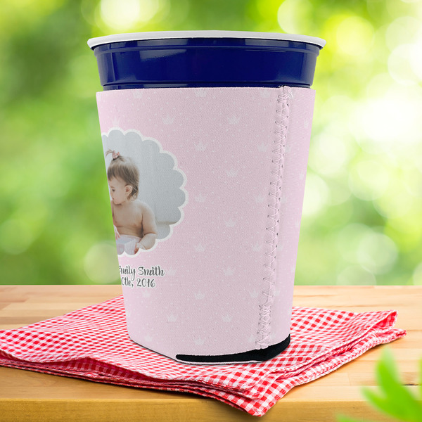 Baby Girl Photo Party Cup Sleeves - with bottom - Lifestyle