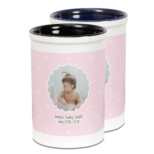 Custom Baby Girl Photo Ceramic Pencil Holder - Large