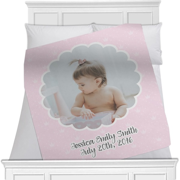 Custom Baby Girl Photo Minky Blanket - Twin / Full - 80"x60" - Single Sided (Personalized)