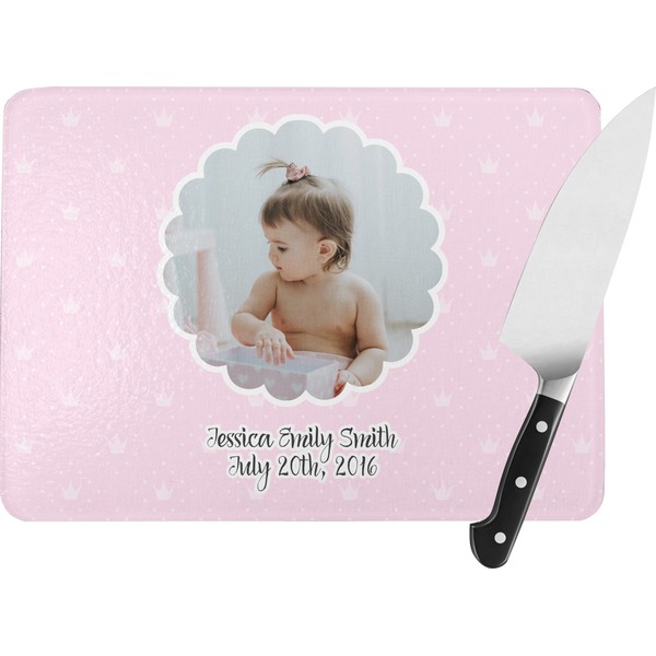 Custom Baby Girl Photo Rectangular Glass Cutting Board (Personalized)
