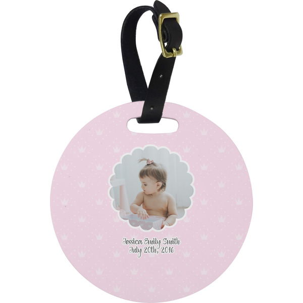 Custom Baby Girl Photo Plastic Luggage Tag - Round