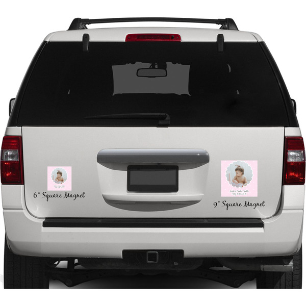 Baby Girl Photo Personalized Square Car Magnets on Ford Explorer