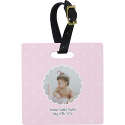 Baby Girl Photo Plastic Luggage Tag - Square