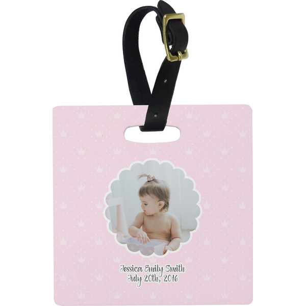 Custom Baby Girl Photo Plastic Luggage Tag - Square
