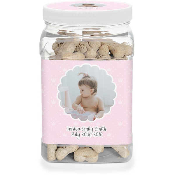 Custom Baby Girl Photo Dog Treat Jar (Personalized)
