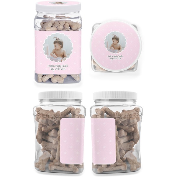 Baby Girl Photo Pet Treat Jar - Multiple Angles