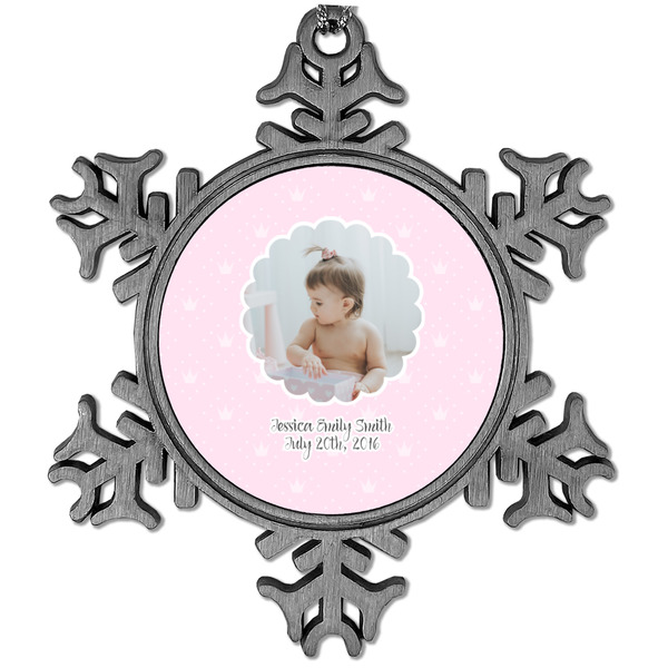Custom Baby Girl Photo Vintage Snowflake Ornament