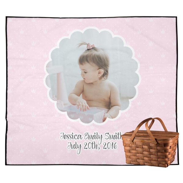 Custom Baby Girl Photo Outdoor Picnic Blanket (Personalized)