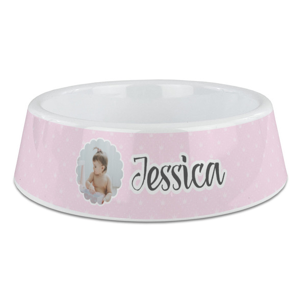 Custom Baby Girl Photo Plastic Dog Bowl - Large