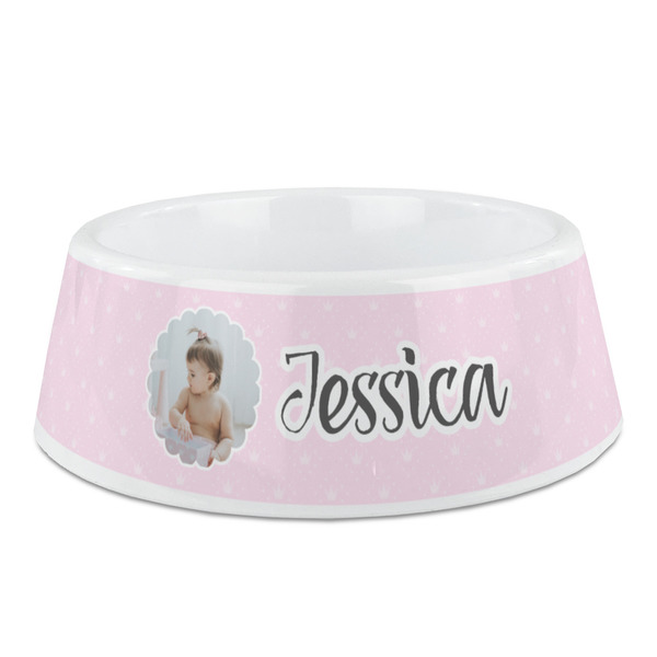 Custom Baby Girl Photo Plastic Dog Bowl - Medium