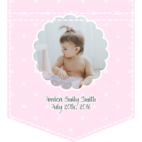 Custom Baby Girl Photo Iron On Faux Pocket (Personalized)