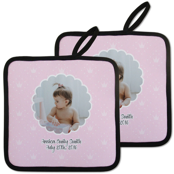 Custom Baby Girl Photo Pot Holders - Set of 2
