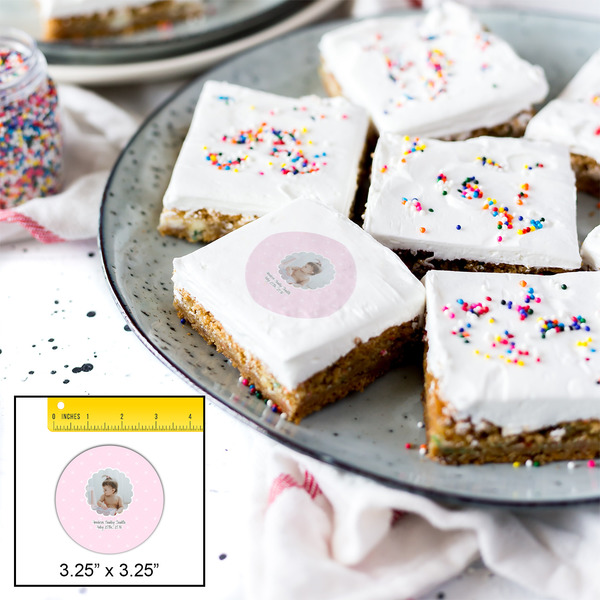 Baby Girl Photo Printed Icing Circle - Large - In Context
