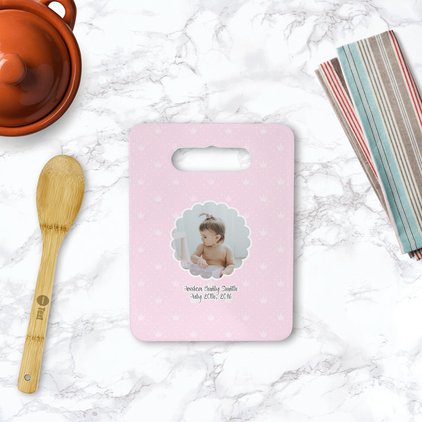 Baby Girl Photo Rectangle Trivet with Handle - LIFESTYLE