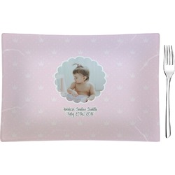 Baby Girl Photo Rectangular Glass Appetizer / Dessert Plate - Single or Set (Personalized)