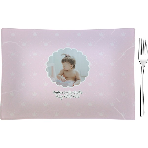Custom Baby Girl Photo Rectangular Glass Appetizer / Dessert Plate - Single or Set (Personalized)
