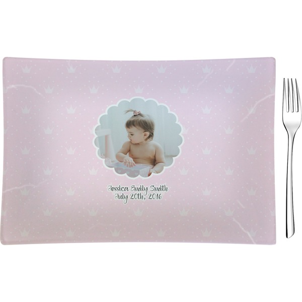 Custom Baby Girl Photo Glass Rectangular Appetizer / Dessert Plate (Personalized)